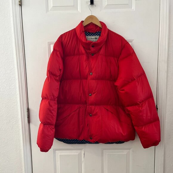 LL Bean Woman's Red Downtek Downfilled Puffy Winter Packable Jacket Sz MXL - Picture 1 of 13